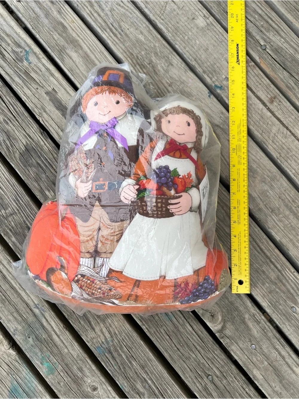 Vintage Thanksgiving Handmade Pilgrim Pumpkin door decor NWT Autumn Halloween